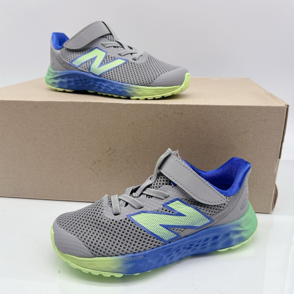 New Balance Fresh Foam Arishi Kids Gym Running Shoes Sneakers Gray Blue US 10